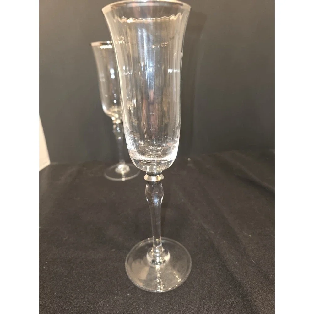 Set Of 2‎ Block Crystal Platinum Ball/Optic  Champagne Flute